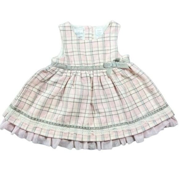Koala Kids 18M Plaid Dress Baby Pink Gray Checkered Sleeveless Tulle Layer - Picture 3 of 12